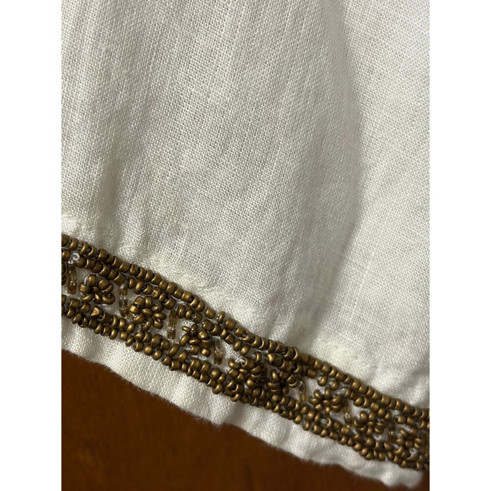Chico's Cream Linen Top with Beaded V-Neckline size 12 - Picture 5 of 11